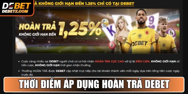 Khuyến Mãi Hoàn Trả DEBET 3 Thời điểm áp dụng khuyến mãi hoàn trả DEBET